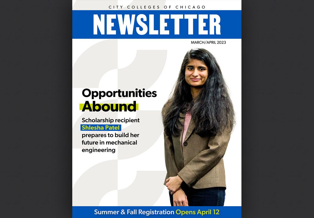 March/April Newsletter cover image: young woman posing with her arms crossed.